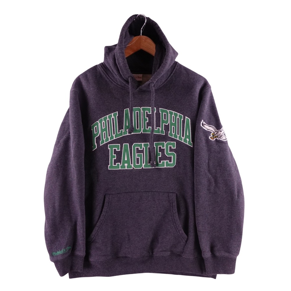 Mitchell & Ness Mens Large Philadelphia Eagles Throwbacks Hoodie Charcoal Grey